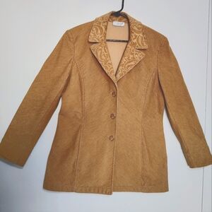 St. John Camel Blazer with Textured Collar